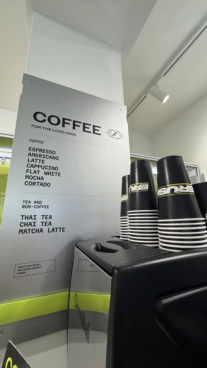 Branded Coffee menu for Brand Activation Saucony shoes