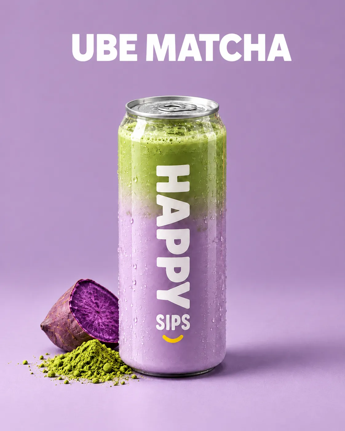 Strawberry matcha in a custom branded can